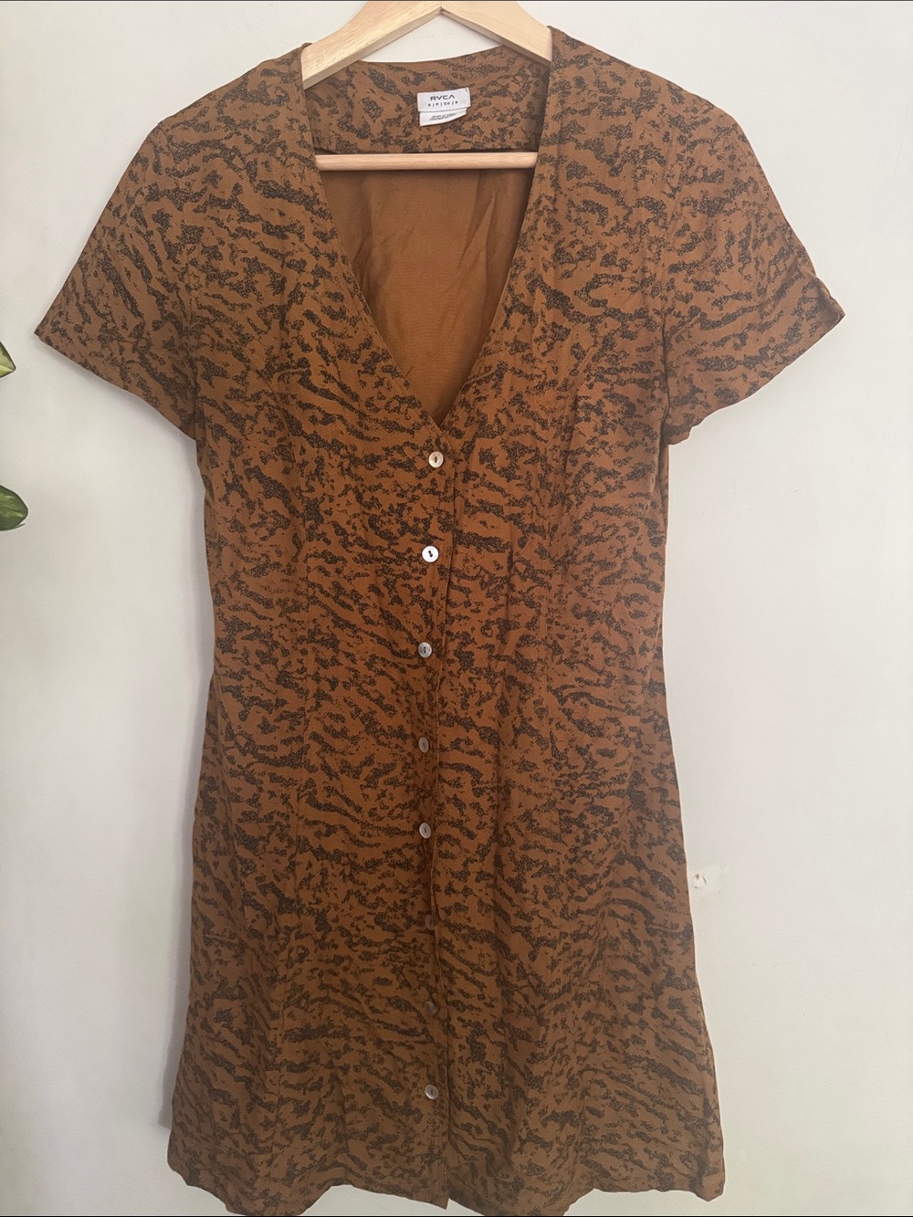 RVCA Brown Patterned Mini Dress